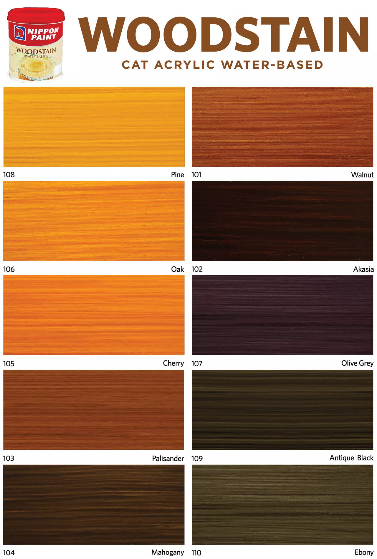 Katalog cat warna coklat nippon paint woodstain