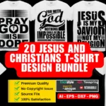 20 Jesus and Christians T-Shirt Design Bundle