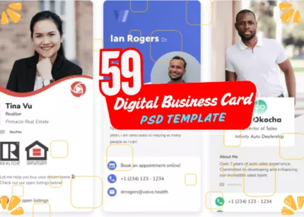 59 Editable PSD Digital Business Card  Customizable Ready Design