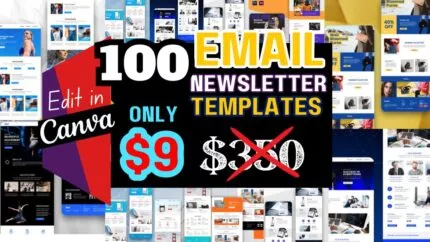 100 Professional Creative Email Newsletter Templates Bundle for Canva