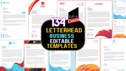 134 Letterhead Template Business Letterhead Bundle for Canva