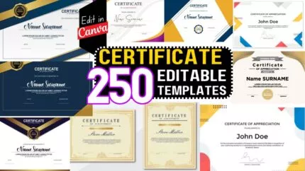 250+ Certificate Template Bundle For Canva