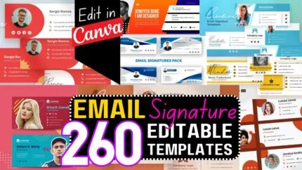 260 Email Signature Template Bundle For Canva | modern email signature clickable template Bundle for Gmail-Hotmail-yahoo & Any Email