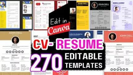270 CV - Resume Template Bundle For Canva