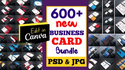 600+ PSD Business Card Canva Template Bundle | Full Color Business Cards