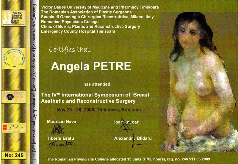 Al 4-lea Simpozion Internațional de Chirurgie a Sânului, Dr. Angela Petre, Timișoara