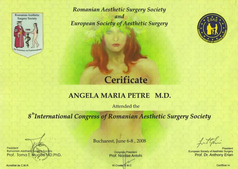 Al 8-lea Congres al Societății Române de Chirurgie Estetică, Dr. Angela Petre, București