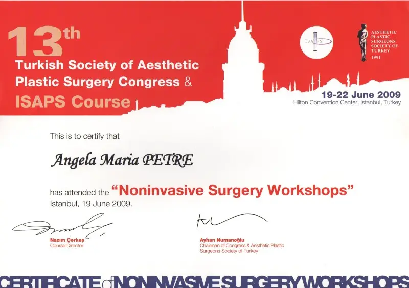 Workshop-uri de Chirurgie Noninvazivă, Dr. Angela Petre, Istanbul.