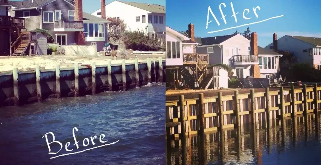 bulkhead construction seawall repair before and after