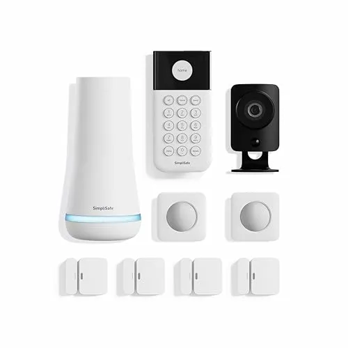 Home 28 SimpliSafe 9 Piece Wireless Home Security System w/HD Camera - Optional 24/7 Professional Monitoring - No Contract - Compatible with Alexa and Google Assistant