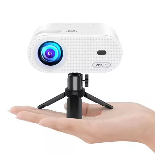 Home 34 Mini Projector, VISSPL Full HD 1080P Video Projector, Portable Outdoor Projector with Tripod, Kids Gift, Home Theater Movie Phone Projector Compatible with Android/iOS/Windows/TV Stick/HDMI/USB