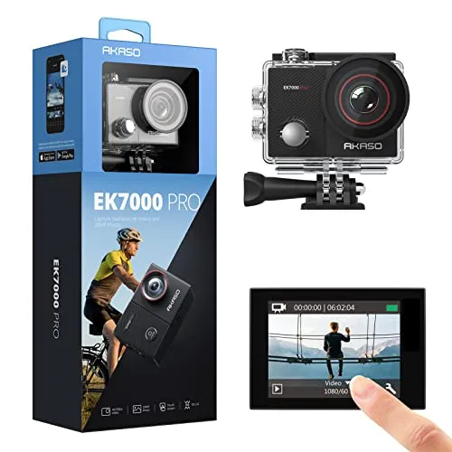 Home 21 AKASO EK7000 Pro 4K Action Camera with Touch Screen EIS 131ft Waterproof Camera Remote Control Underwater Camera with Helmet Accessories Kit