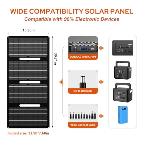 Powkey Solar Generator with Panel, 146Wh/200W Portable Power Station with Solar Panel 40W, 110V Pure Sine Wave DC/USB/AC Outlet Electric Generator Battery Backup for Outdoor Camping Emergency Home Use 5 Powkey Solar Generator with Panel, 146Wh/200W Portable Power Station with Solar Panel 40W, 110V Pure Sine Wave DC/USB/AC Outlet Electric Generator Battery Backup for Outdoor Camping Emergency Home Use - Image 5