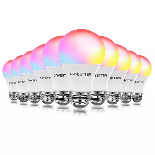 Home 34 DAYBETTER Smart Light Bulbs, Alexa Light Bulb, WiFi Light Bulbs, RGBCW Color Changing Light Bulb A19 9W 800LM, Smart Bulbs that Work with Alexa & Google Assistant, 2.4Ghz only, No Hub Required,10 Pack