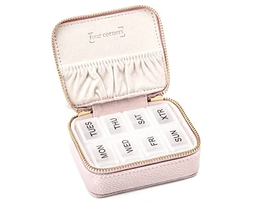 Home 50 Travel Pill Organizer - Weekly Pill Organizer - Vegan Leather Pill Case - Portable Pocket Pharmacy - Travel Accessories - Pill Organizer - Travel Essentials