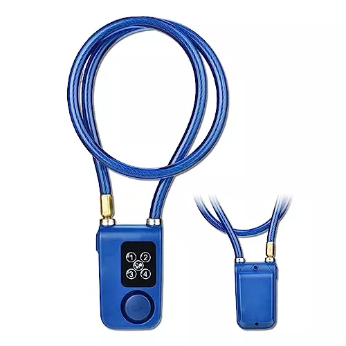 Home 30 Alarm Bike Lock, Y787 Smart Alarm Lock Anti Theft Chain Lock, 4 Digital Passwords, IP44 Waterproof and Over 110dB Alarm Sound Electric Lock for Motorcycle Bicycle Gate (Blue)