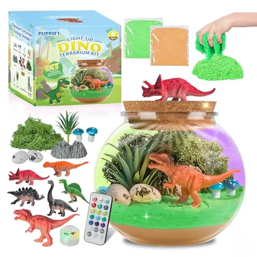 Home 46 Dinosaur Terrarium Kit for Kids, DIY Dinosaur Arts and Crafts Toys for Boys, Birthday Gift for Boys Ages 4 5 6 7 8-12 Year Old, Best Dinosaur Present for Kids