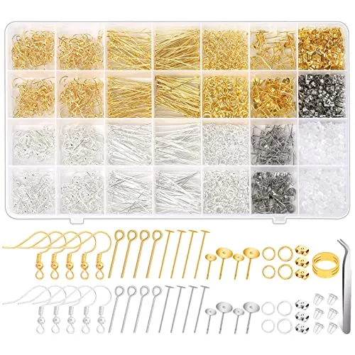 Home 42 Hypoallergenic Earring Making Kit, Modacraft 2000Pcs Earring Making Supplies Kit with Earring Hooks, Earring Findings, Earring Posts, Earring Backs, Earring Pins Jump Rings for Jewelry Making Supplies