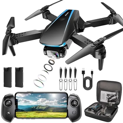 Home 38 RADCLO Mini Drone with Camera - 1080P HD Foldable Drone with Stable Hover, Auto-Follow, Gravity Control, Trajectory Flight, 90ยฐ Adjustable Lens, One Key Take Off/Land, 3D Flip, Drones for Kids Adults