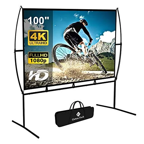 Home 30 Projector Screen with Stand Foldable Portable Movie Screen 100 Inch๏ผ16๏ผ9๏ผ, HD 4K Double Sided Projection Screen Indoor Outdoor Projector Movies Screen for Home Theater (100 Inch)