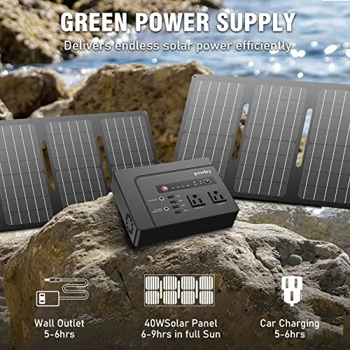 Powkey Solar Generator with Panel, 146Wh/200W Portable Power Station with Solar Panel 40W, 110V Pure Sine Wave DC/USB/AC Outlet Electric Generator Battery Backup for Outdoor Camping Emergency Home Use 7 Powkey Solar Generator with Panel, 146Wh/200W Portable Power Station with Solar Panel 40W, 110V Pure Sine Wave DC/USB/AC Outlet Electric Generator Battery Backup for Outdoor Camping Emergency Home Use - Image 7