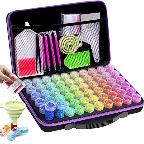 Home 40 ARTDOT Diamond Painting Storage Boxes, 60 Slots Bead Storage with 5D Diamond Art Accessories and Tools Kit
