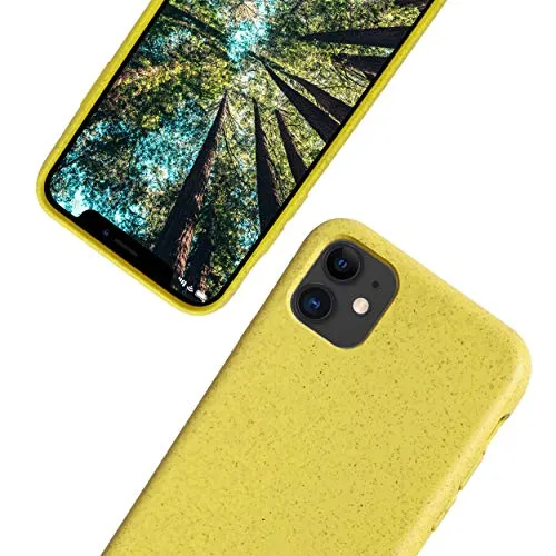 eplanita Eco iPhone 11 Mobile Phone Case, Biodegradable and Compostable Plant Fibre and Soft TPU, Drop Protection Cover, Eco Friendly Zero Waste (iPhone 11, Yellow)