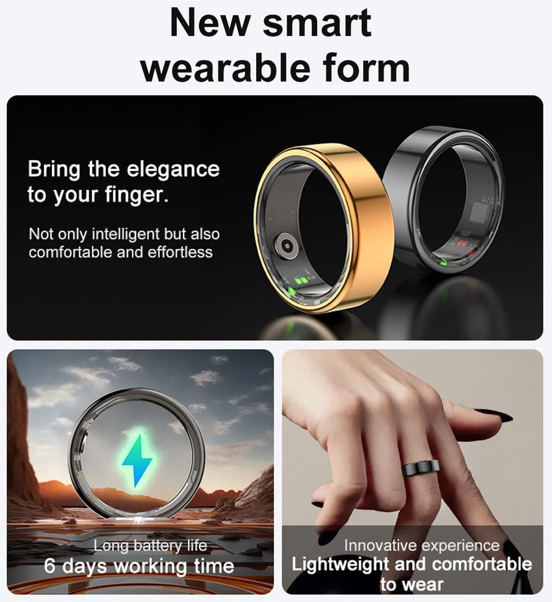 Smart Ring,Fitness Tracker Ring,Sleep Tracker Ring-Health Heart Rate, Oximetry, Sleep, Exercise Monitoring, Compatible with iOS and Android(Black, US-10) 5 Smart Ring,Fitness Tracker Ring,Sleep Tracker Ring-Health Heart Rate, Oximetry, Sleep, Exercise Monitoring, Compatible with iOS and Android(Black, US-10) - Image 5