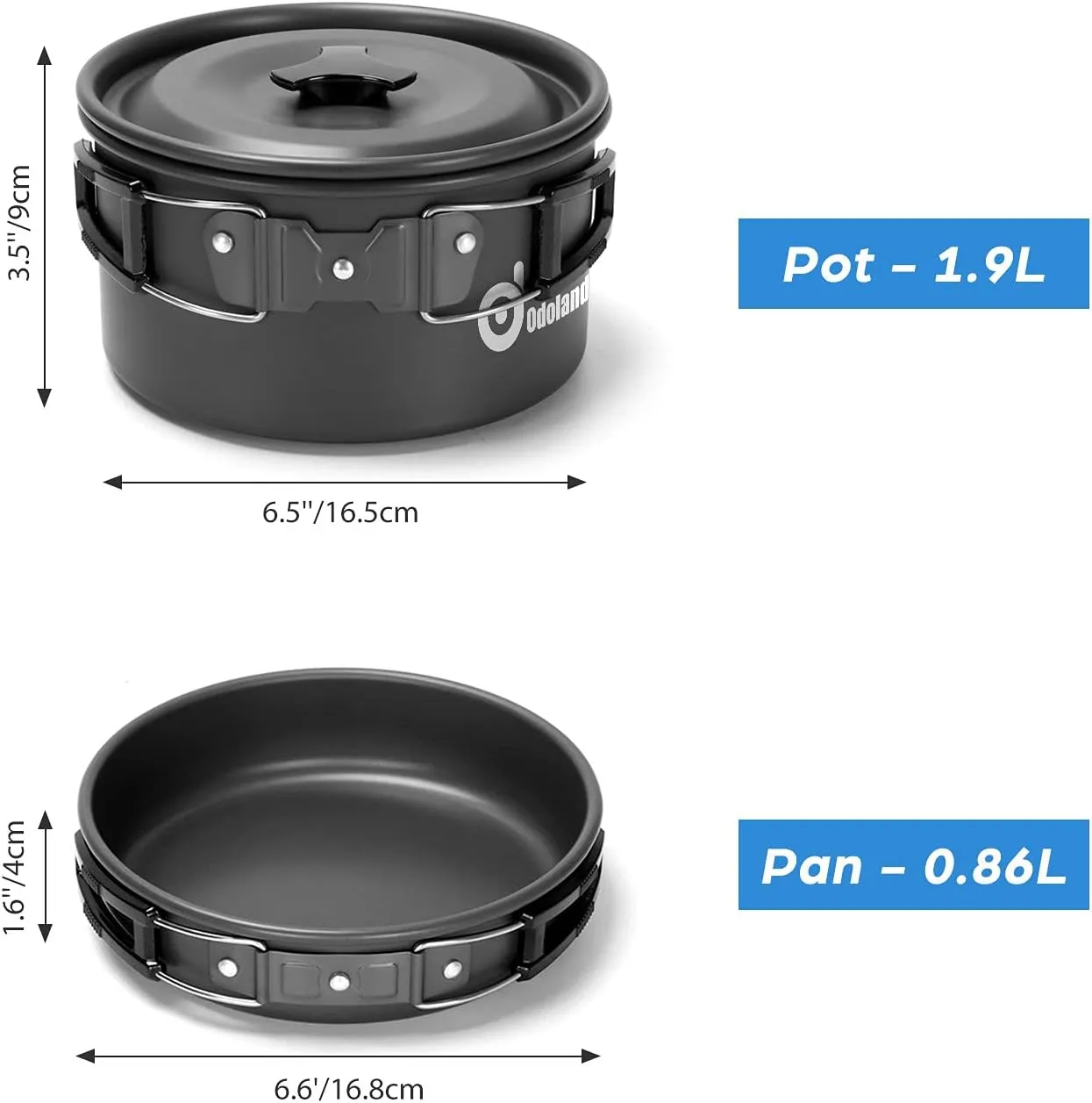 Odoland 15pcs Camping Cookware Mess Kit, Non-Stick Lightweight Pot Pan Kettle Set with Stainless Steel Cups Plates Forks Knives Spoons for Camping, Backpacking, Outdoor Cooking and Picnic 3 Odoland 15pcs Camping Cookware Mess Kit, Non-Stick Lightweight Pot Pan Kettle Set with Stainless Steel Cups Plates Forks Knives Spoons for Camping, Backpacking, Outdoor Cooking and Picnic - Image 3