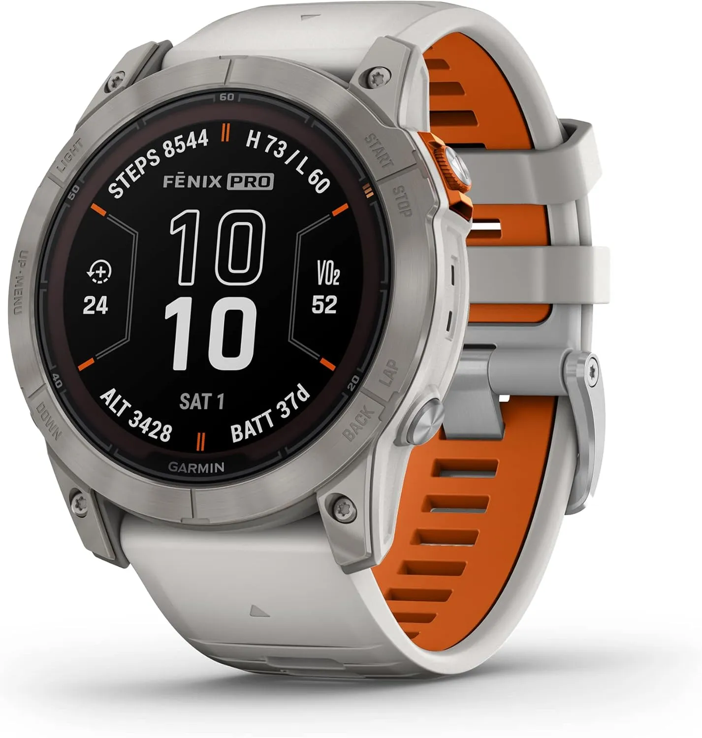 Garmin fฤnix 7X Pro Sapphire Solar, Multisport GPS Smartwatch, Built-in Flashlight, Solar Charging Capability, Fog Gray/Ember Orange
