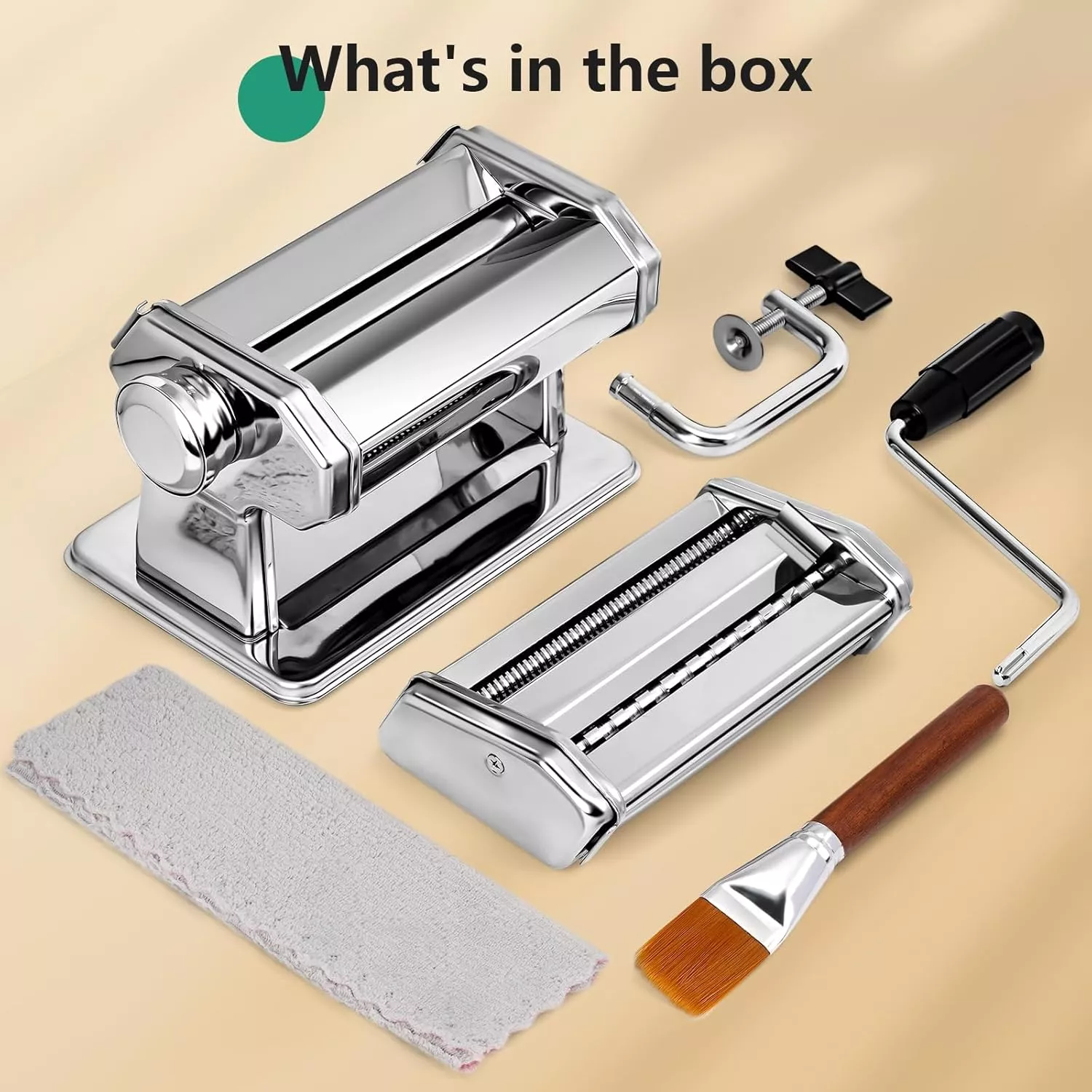 Manual Pasta Maker Machine, Stainless Steel Pasta Roller and Cutter with 7 Adjustable Thickness Settings, Dual Width Noodle Maker for Pasta, Spaghetti, Fettuccine, Lasagna 5 Manual Pasta Maker Machine, Stainless Steel Pasta Roller and Cutter with 7 Adjustable Thickness Settings, Dual Width Noodle Maker for Pasta, Spaghetti, Fettuccine, Lasagna - Image 5