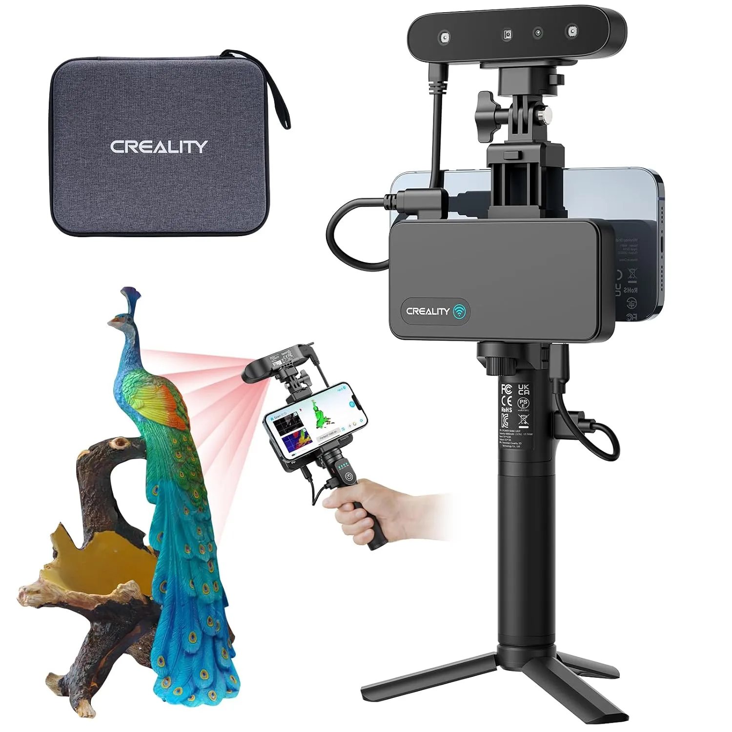 Home 46 Creality 3D Scanner CR-Scan Ferret Pro for 3D Printing, Upgrade Handheld Scanner with Wireless Scanning Anti-Shake Tracking, Fast Full-Color Scan, 0.1mm Accuracy for iOS/Android Phone PC Win 10/11