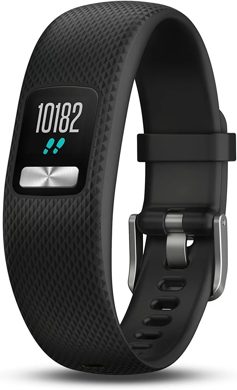 Garmin vรญvofit 4 activity tracker with 1+ year battery life and color display. Small/Medium, Black. 010-01847-00, 0.61 inches