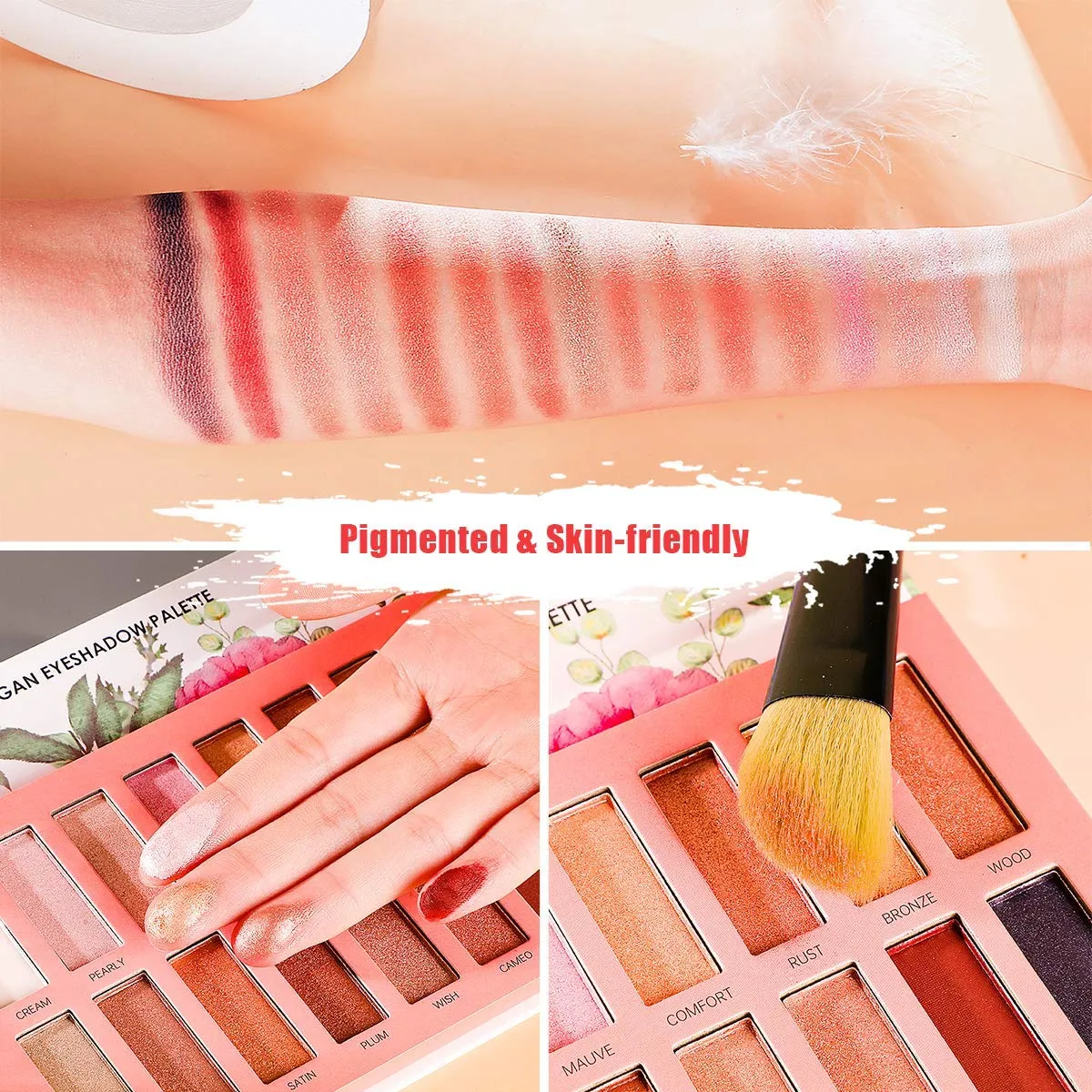 Vegan Eyeshadow Palette, Nude Eyeshadow Palette, 16 Shades Organic Eyeshadow palette high pigmented eyeshadow palette Colorful Eyeshadow Palette Long Lasting Nude Eyeshadow Shimmer Palette 6 Vegan Eyeshadow Palette, Nude Eyeshadow Palette, 16 Shades Organic Eyeshadow palette high pigmented eyeshadow palette Colorful Eyeshadow Palette Long Lasting Nude Eyeshadow Shimmer Palette - Image 6