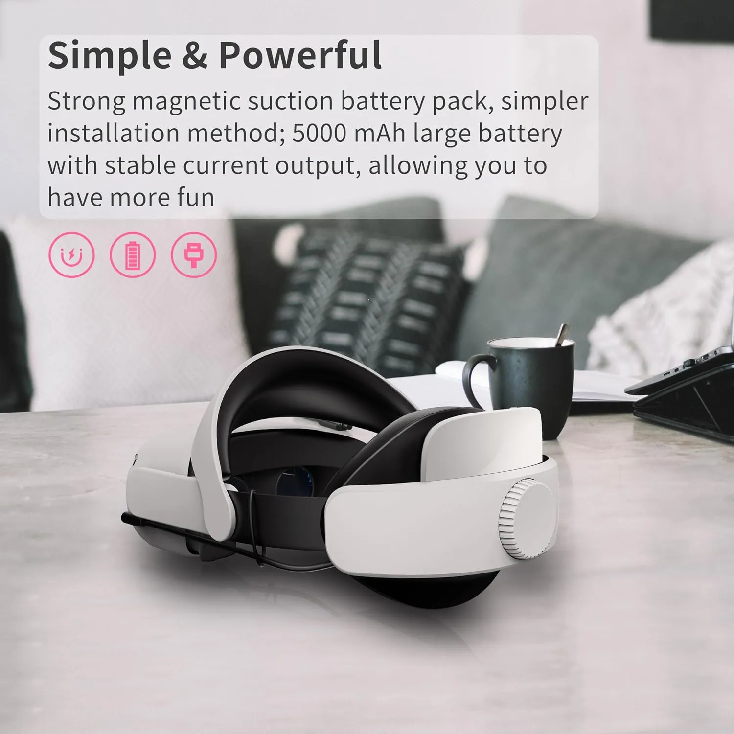 Quest 2 Head Strap with Battery for Oculus Quest 2, Meta Quest 2 Accessories Compatible with Quest 2, Replacement for Meta Quest 2 Elite Strap,Adjustable Quest 2 Head Strap with Enhanced Supportโฆ 3 Quest 2 Head Strap with Battery for Oculus Quest 2, Meta Quest 2 Accessories Compatible with Quest 2, Replacement for Meta Quest 2 Elite Strap,Adjustable Quest 2 Head Strap with Enhanced Supportโฆ - Image 3