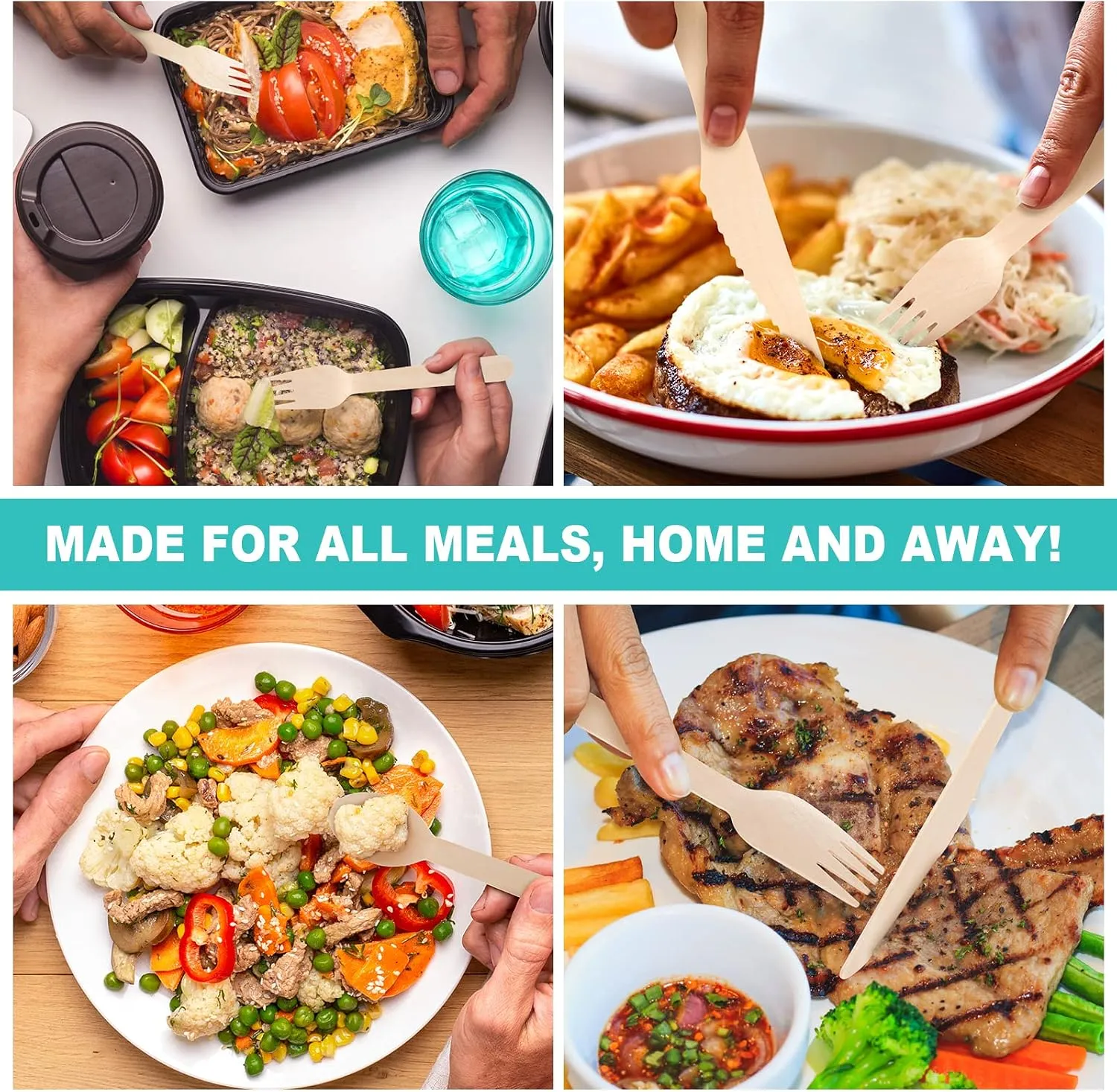 (150 Count) Disposable Wooden Cutlery Set - Alternative to Plastic, Eco Friendly, Biodegradable, Compostable Cutlery Set - 50 Wood Spoons, 50 Wooden Knives & 50 Wooden Forks Disposable Utensils Set 6 (150 Count) Disposable Wooden Cutlery Set - Alternative to Plastic, Eco Friendly, Biodegradable, Compostable Cutlery Set - 50 Wood Spoons, 50 Wooden Knives & 50 Wooden Forks Disposable Utensils Set - Image 6