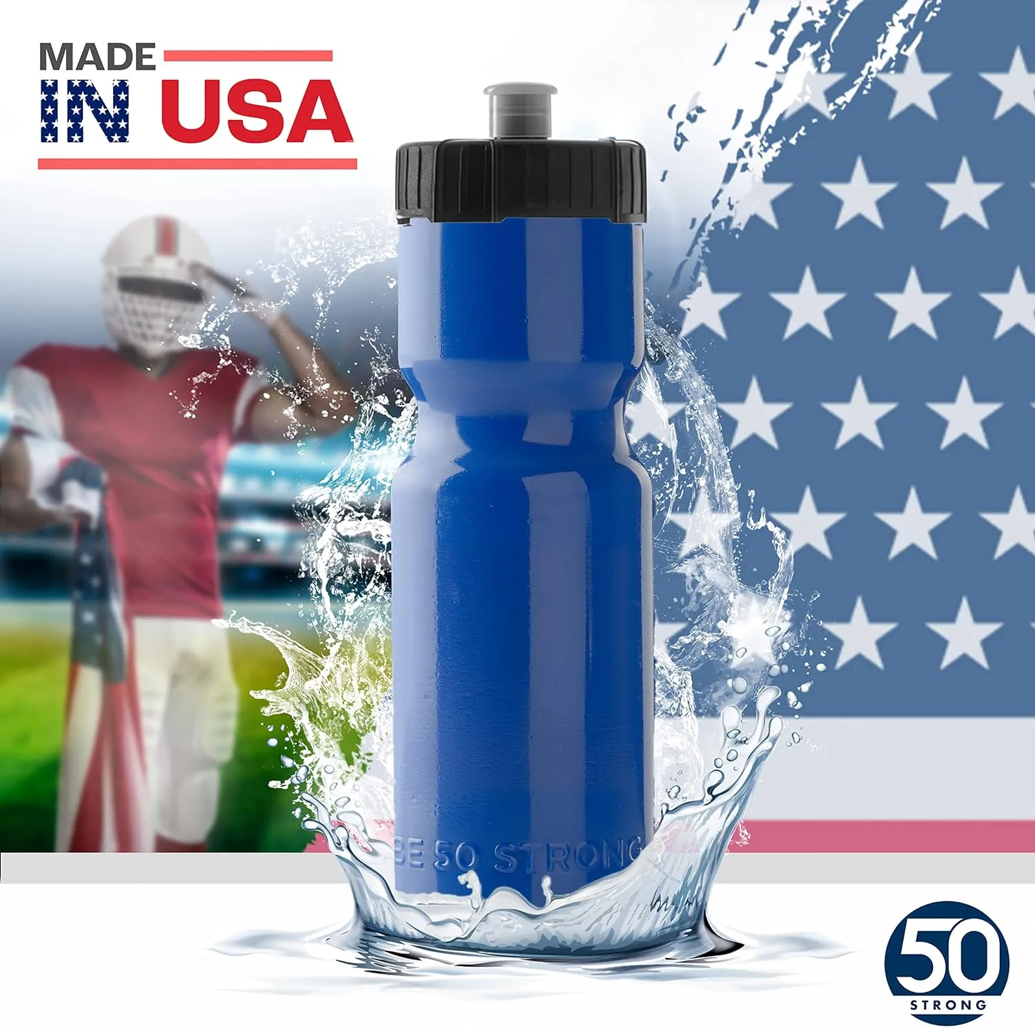 50 Strong Bulk Water Bottles | 24 Pack Sports Bottle | 22 oz. BPA-Free Easy Open with Pull Top Cap | Made in USA | Reusable Plastic Water Bottles for Adults & Kids | Top Rack Dishwasher Safe 5 50 Strong Bulk Water Bottles | 24 Pack Sports Bottle | 22 oz. BPA-Free Easy Open with Pull Top Cap | Made in USA | Reusable Plastic Water Bottles for Adults & Kids | Top Rack Dishwasher Safe - Image 5