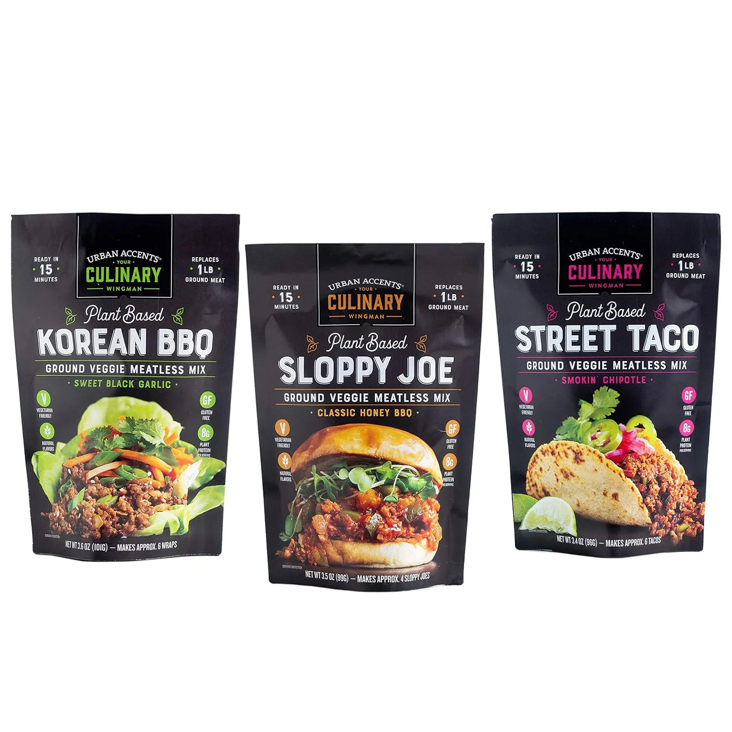 Urban Accents Plant Based Meatless Mixes โ Gluten Free Plant Based Protein & Seasoning Blends โ Vegetarian Korean BBQ Mix, Sloppy Joe Mix & Taco Mix 1 Urban Accents Plant Based Meatless Mixes โ Gluten Free Plant Based Protein & Seasoning Blends โ Vegetarian Korean BBQ Mix, Sloppy Joe Mix & Taco Mix
