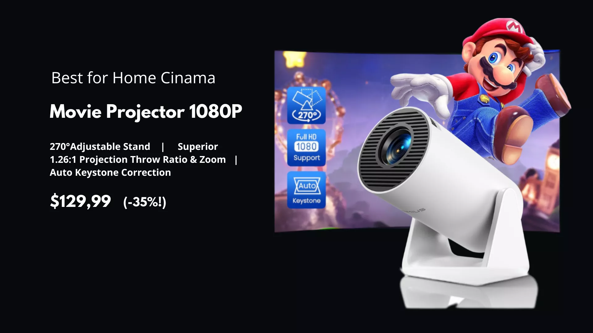 Movie Projector 1080P - Black Movie Projector 1080P - Black