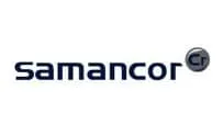Samancor logo with the word "samancor" in blue lowercase letters and a stylized "Cr" in a circular design on the right.