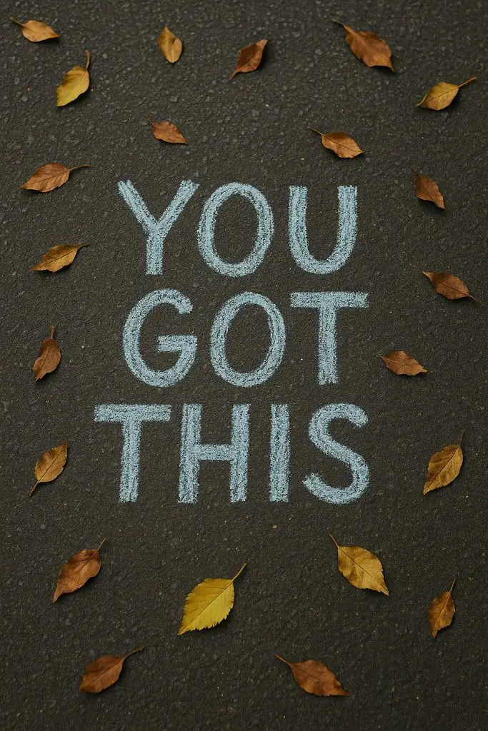 Chalk message "YOU GOT THIS" surrounded by autumn leaves, highlighting the importance of self-management.