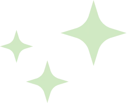 a graphic of three green, four-pointed star shapes, often referred to as "sparkles" or "shines,"