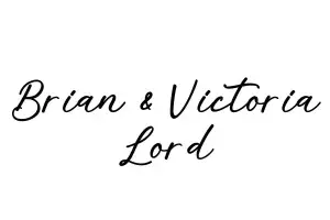 Elegant black script text: Brian & Victoria Lord on a white background.