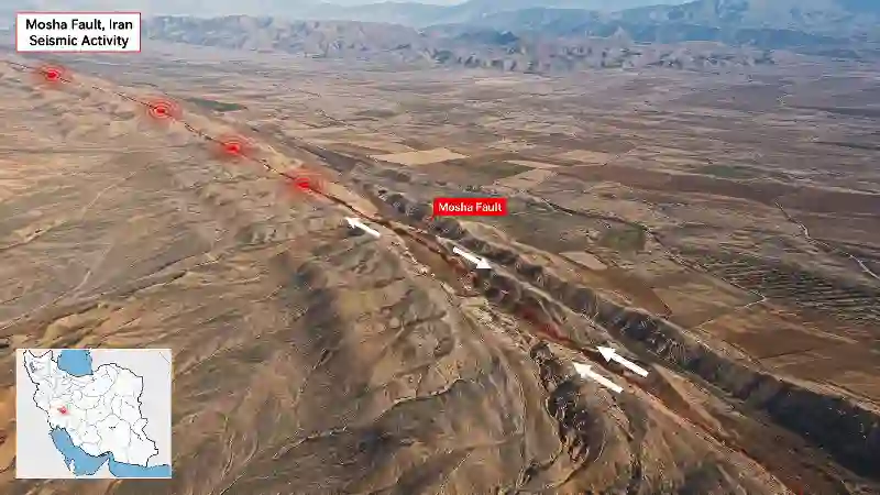 Mosha Fault Iran seismic activity