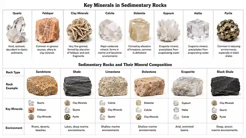 Common Minerals in Sedimentary Rocks