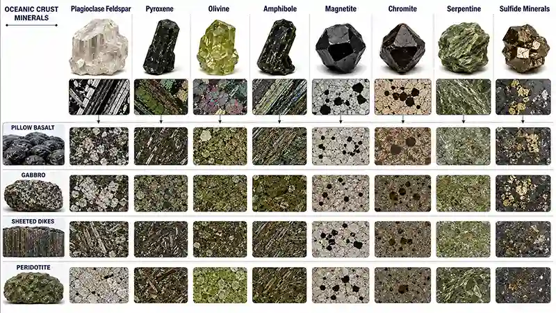 Major Minerals in Oceanic Crust