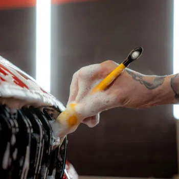 cleaning with brush