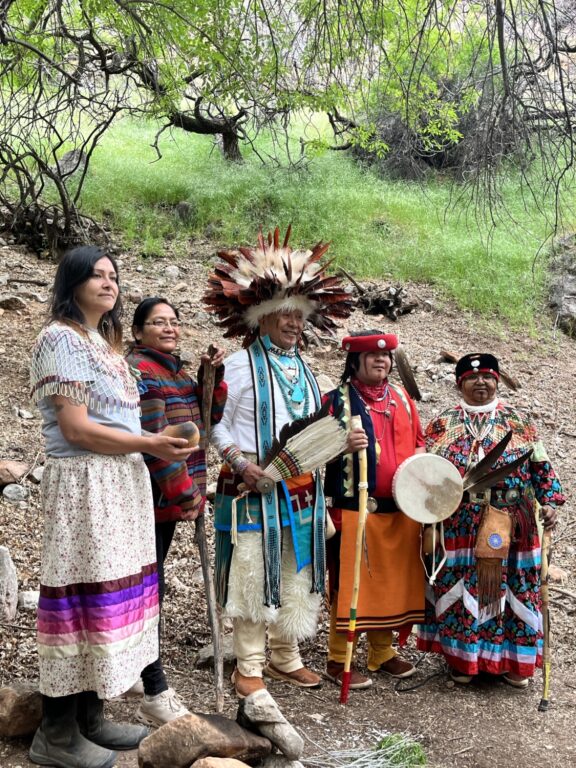 The Native American Tribes Associated with Grand Canyon 5 Havasupai tribal members dressed in traditional regalia stand in Havasupai Gardens in Grand Canyon during the 2023 ceremony to rename the area formerly known as Indian Garden