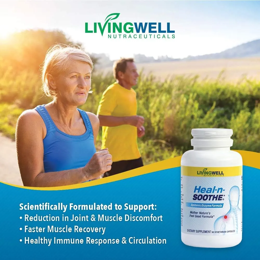 HEAL-N-SOOTHE Proteolytic Enzymes - Natural Supplement for Joint Support - 90 Count for Men and Women HEAL-N-SOOTHE Proteolytic Enzymes - Natural Supplement for Joint Support - 90 Count for Men and Women