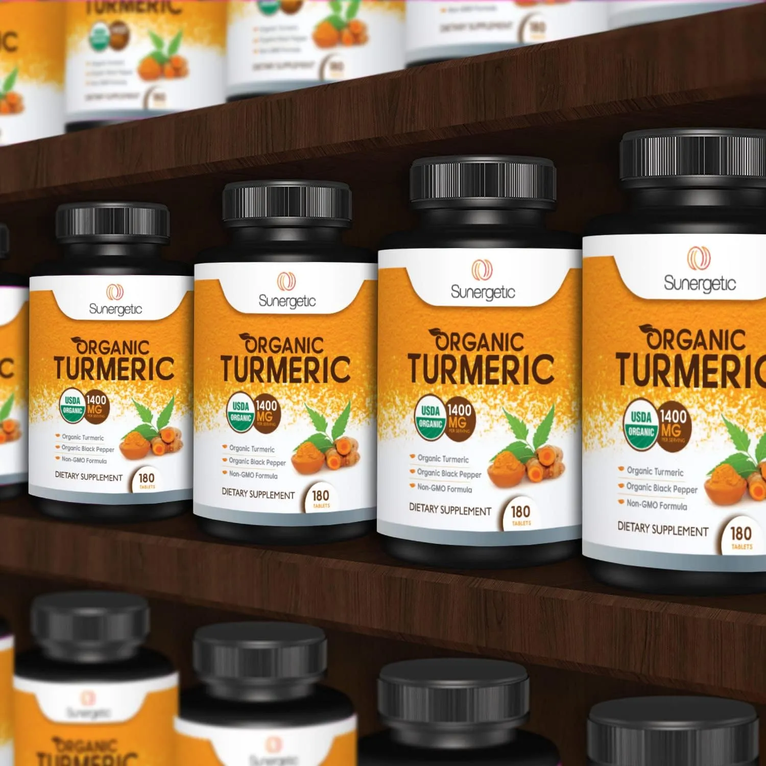 USDA Certified Organic Turmeric Supplement – Includes Organic Turmeric Organic Black Pepper – 1,400mg of Turmeric per Serving - 180 Count (Pack of 1) USDA Certified Organic Turmeric Supplement – Includes Organic Turmeric Organic Black Pepper – 1,400mg of Turmeric per Serving - 180 Count (Pack of 1)